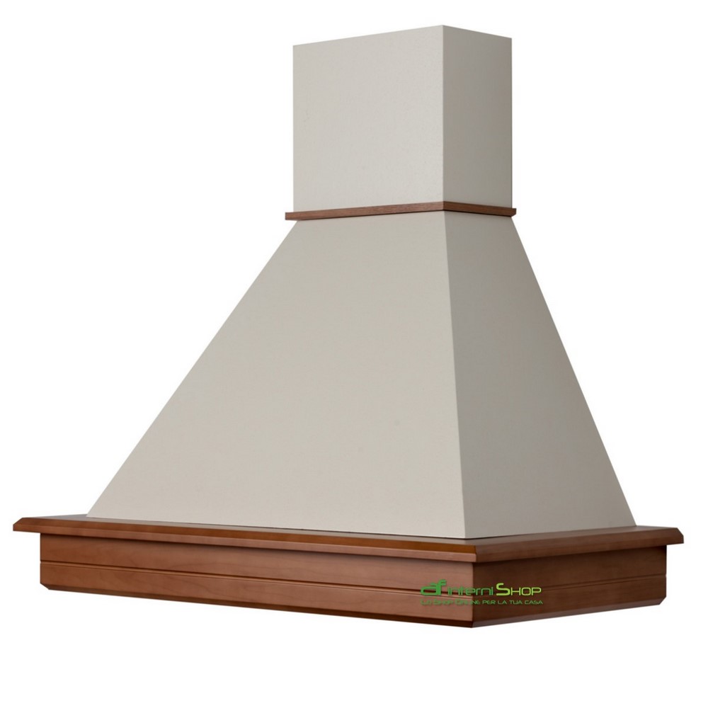 - Cappa classica STOCK 85 Noce biondo, cono panna, motore inox da 218 mc/h